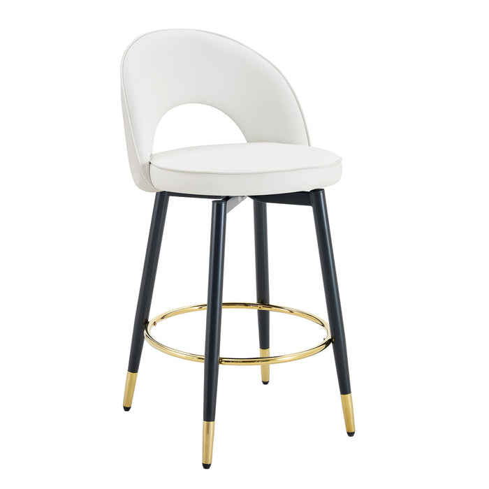 Upholstered Rotatable Bar Chair With Metal Legs For Dining Room