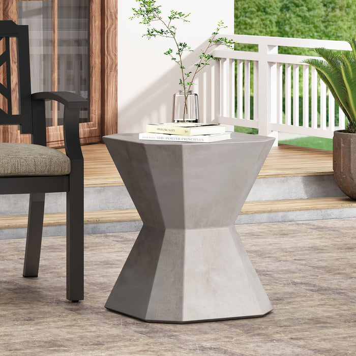 Outdoor, Lightweight Concrete Side Table - Natural