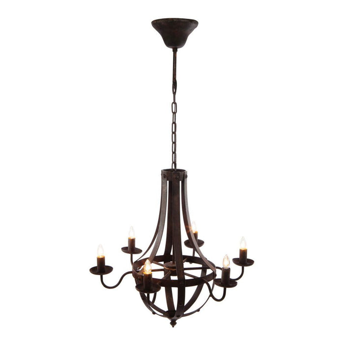 6 Light Metal Chandelier, Hanging Light Fixture With Adjustable Chain For Kitchen, Bulb Not Included - Black