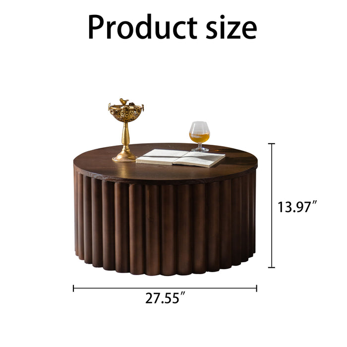 Round Coffee Table With Lift Mechanism For Living Room - Walnut