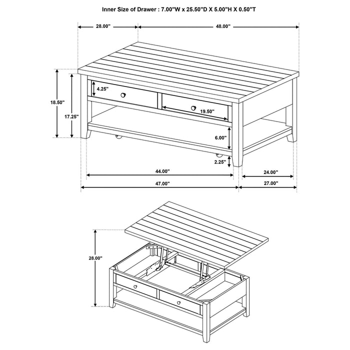 Castleton - Mobile Lift-Top Coffee Table