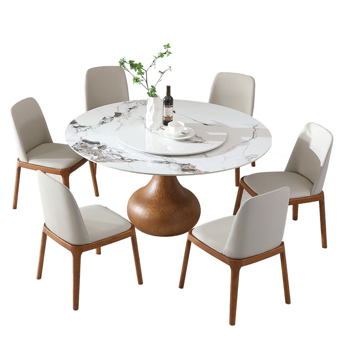 Round Modern Marble Dining Table With Chairs