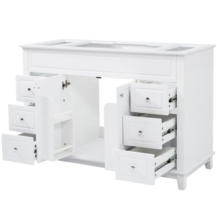 Bathroom Vanity Cabinet Only, 6 Soft Close Drawers & Double Doors - White