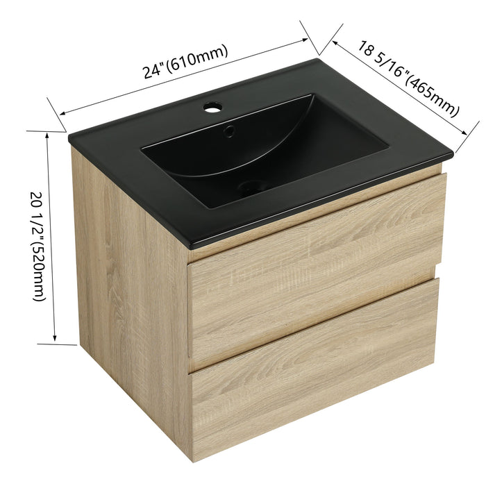 Wall Mounted Bathroom Vanity With Sink, 2 Soft Close Drawers