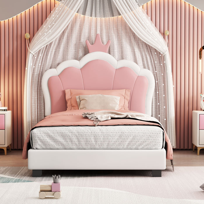 Upholstered Princess Platform Bed With Crown Headboard