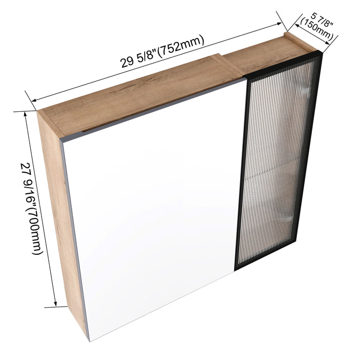 Wall Mounted Bathroom Cabinet & Adjustable Shelves - Imitative Oak
