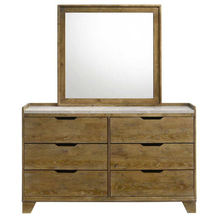 Packard - 6 Drawer Dresser With Mirror - Oak