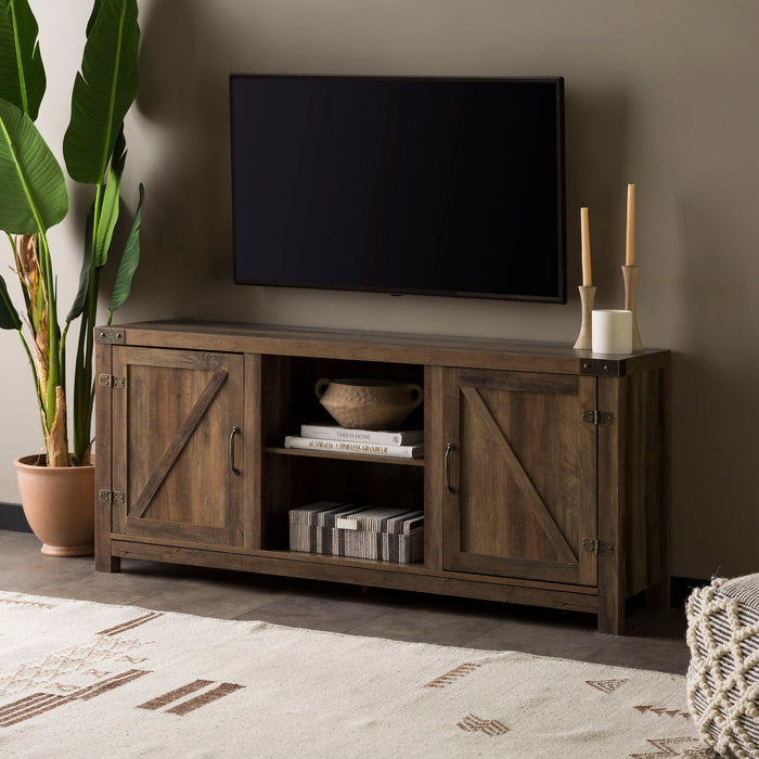 Farmhouse Barn Door TV Stand For TVs Up To 65"