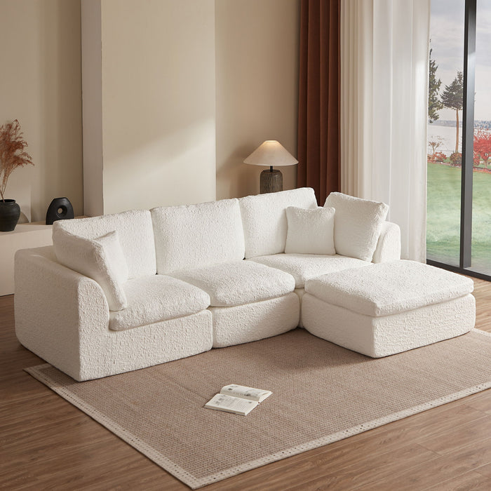 Cloud Sectional Couch, Convertible With Ottoman, 3 Seater Modular Design