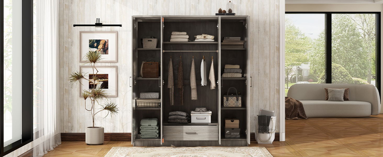4 Door Wardrobe With 1 Drawer