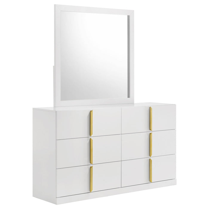 Lauryn - 6 Drawer Dresser With Mirror - Gloss White