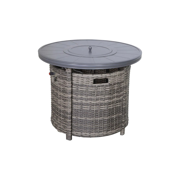 Wicker Outdoor Lounge Set With Cushions And Fire Pit