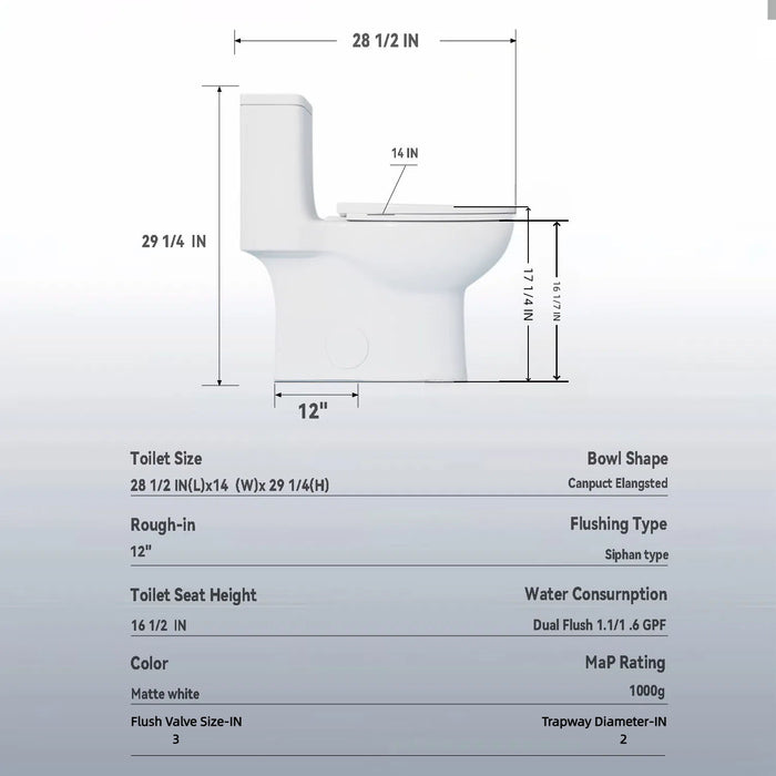 1 Piece Toilet With Tornado Flush, Soft Closing Seat