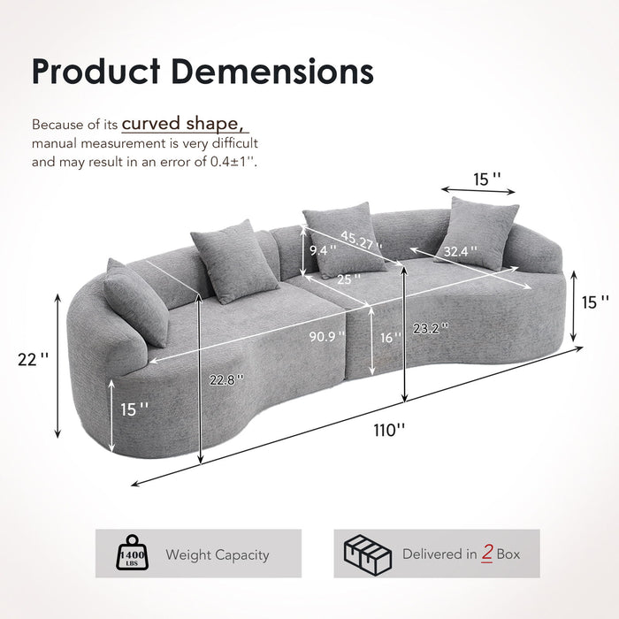 4 Seater Sofa With Fabric, 30D, 60 Hardness Full Sponge, 4 Pillow For Living Room, Home Furniture Sleeper Sectional Sofa For Apartment