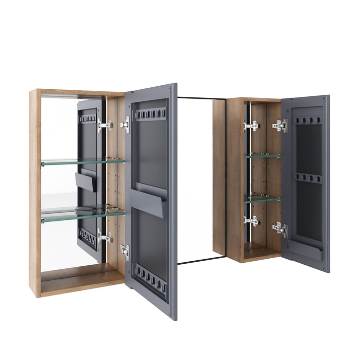 43.3" Wall Mounted Bathroom Cabinet With Adjustable Shelves, Door Storage Cabinet - Imitative Oak