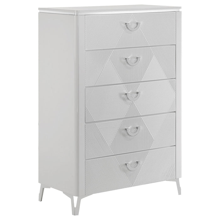 Buckley - 5 Drawer Chest - Gloss White