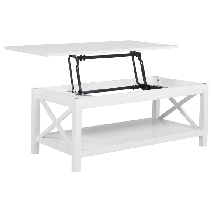 Slater - Lift Top Coffee Table With X Frame Design - White