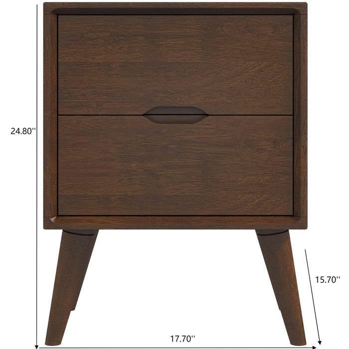 Alexandra - Night Stand With 2 Drawers - Walnut Brown