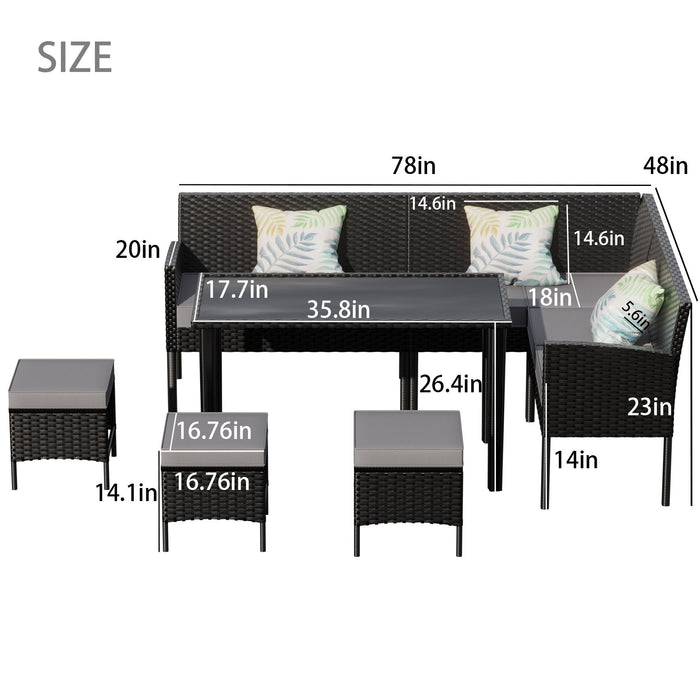 7 Piece Outdoor Furniture Set Waterproof Cushions Glass Table