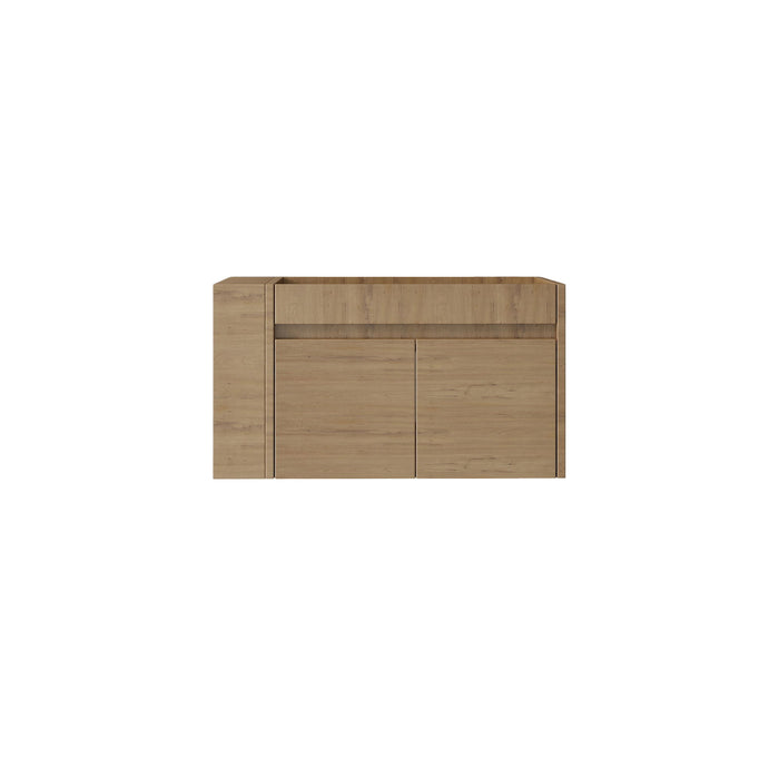 Floating Bathroom Vanity Cabinet, Soft Close Double Drawers, Open Side Storage, Wall Mounted, Cabinet Only