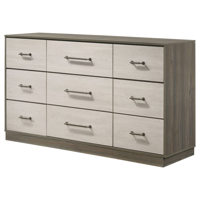 Edmondson - 9 Drawer Dresser With Hidden Jewelry Tray - Natural / Gray