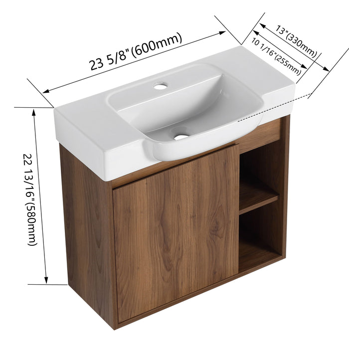Wall Mounted Bathroom Vanity With Sink & Soft Close Door