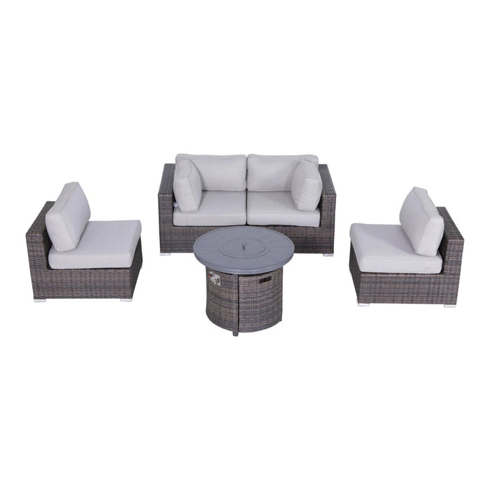 Wicker Outdoor Lounge Set With Cushions And Fire Pit