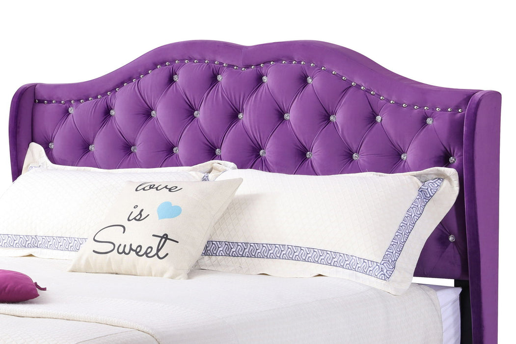 Upholstered Velvet Bed Transitional