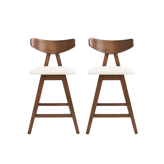 Mid Century Modern Counter Stool With V Shape Frame And Upholstered Seating