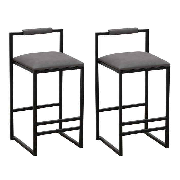 Elegant Bar Stool Set With Backrest And Footrest, Counter Height (Set of 2)