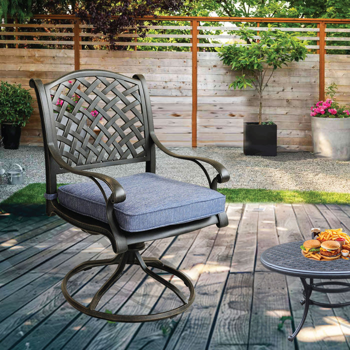 Patio Outdoor Dining Swivel Rocker Chairs With Cushion (Set of 2)