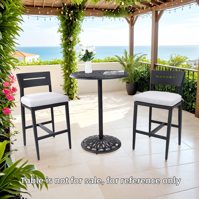 Modern Outdoor Bar Stools With Backrest And Footrest (Set of 2)