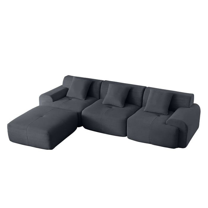 L Shaped Modular Sectional Sofa Corduroy And Movable Ottoman