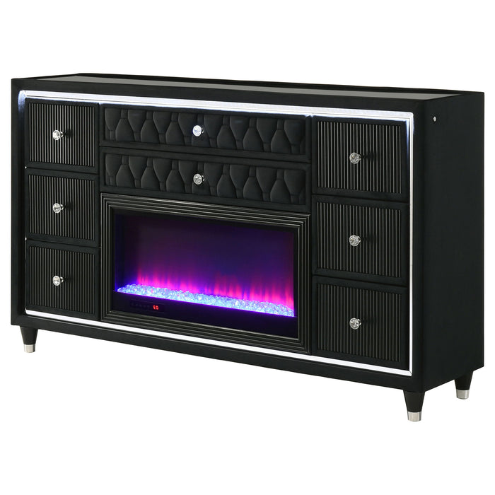 Mika - 8 Drawer LED Fireplace Dresser