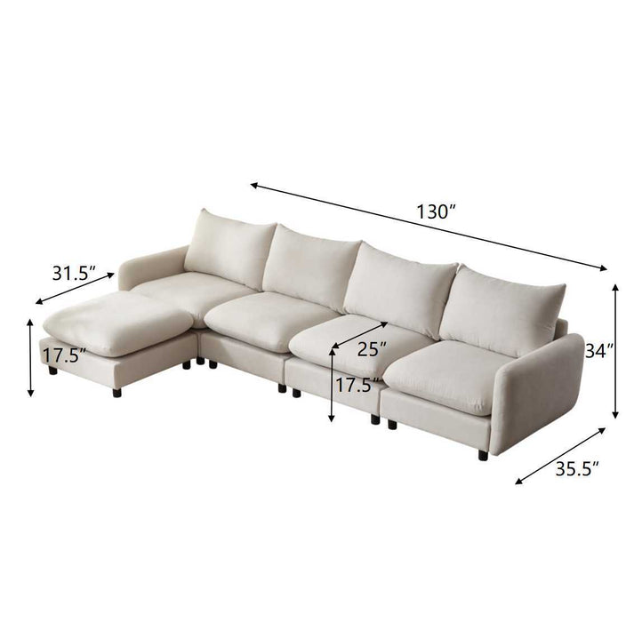 Oversize Modular Free Combination Sectional Sofa Couch With Ottoman For Living Room