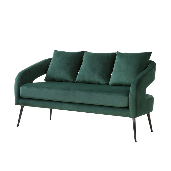 Open Back Loveseat Settee With 3 Pillows