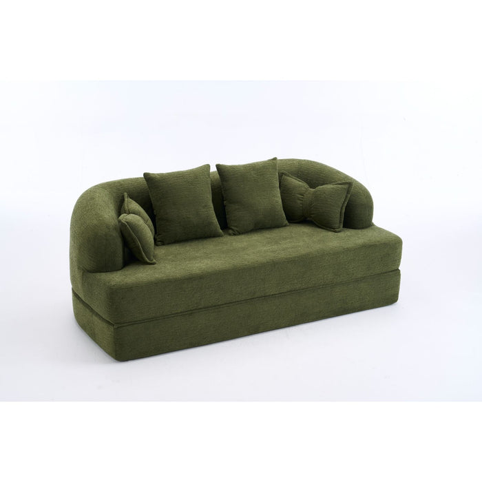 Foldable Sofa Bed, Boneless Couch Convertible Sleeper With 4 Pillows