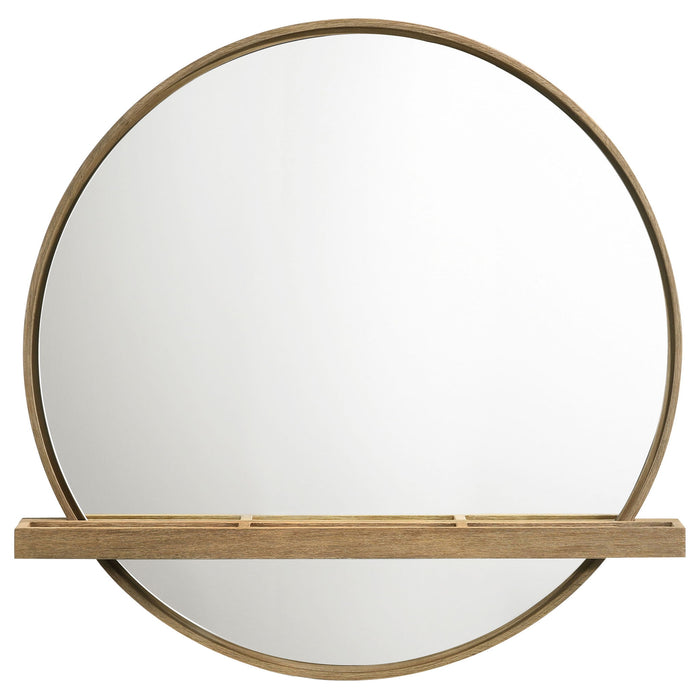 Benson - Round Vanity Wall Mirror With Shelf - Sand
