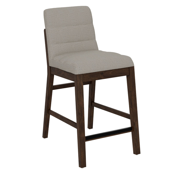 Ronan - Upholstered Gathering Stool With Heathered Beige Fabric (Set of 2) - Rich Brown