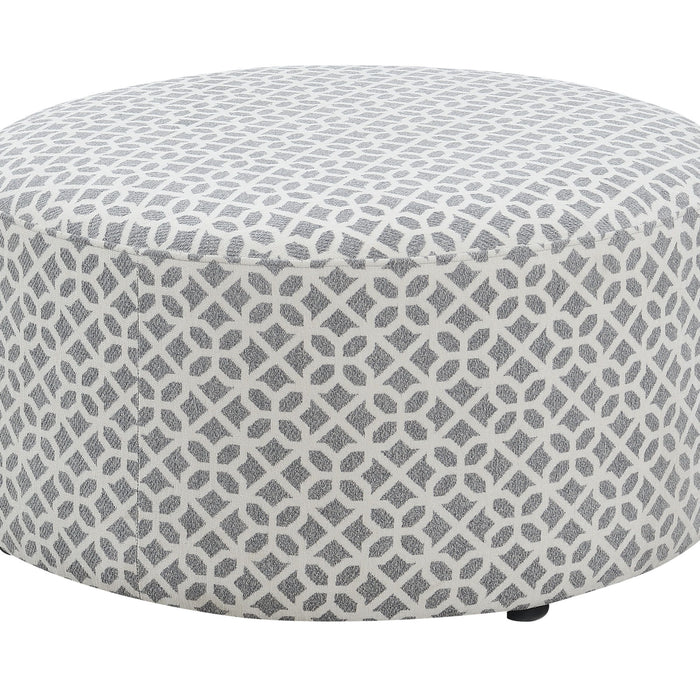Walker - Round Ottoman - Gray Lattice