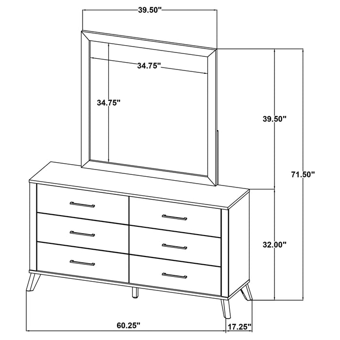 Georgina - 6 Drawer Dresser With Mirror - Natural Wood