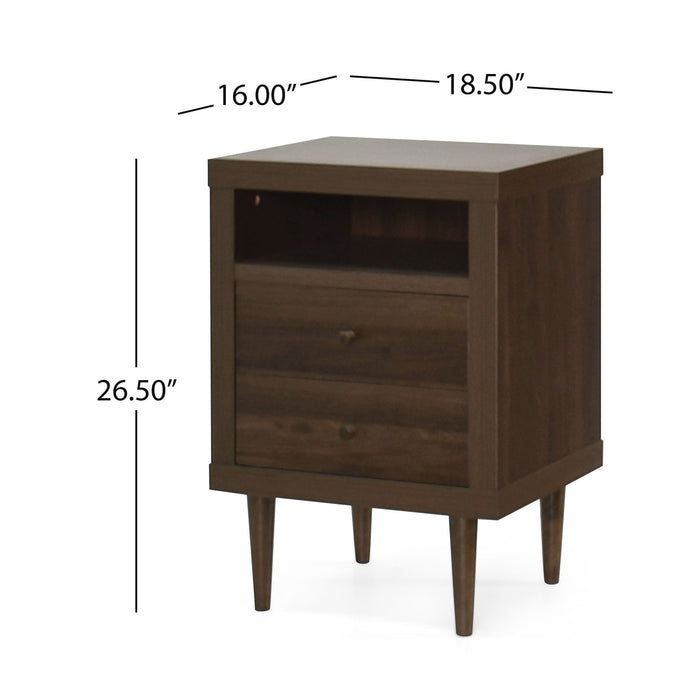 Nystrom - Mid Century Modern 2 Drawer Nightstand