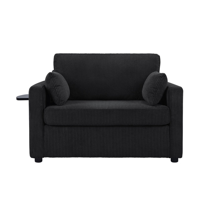Sleeper Sofa With Foldable Mattress, USB Ports, Side Table & Storage Pocket