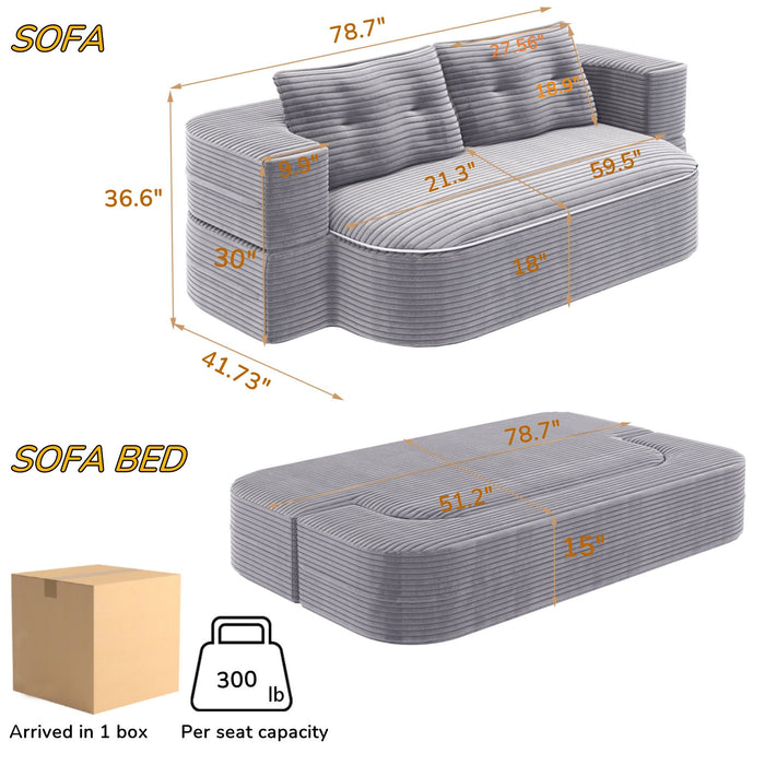 Convertible Floor Sofa Bed With Multi Functional Blanket