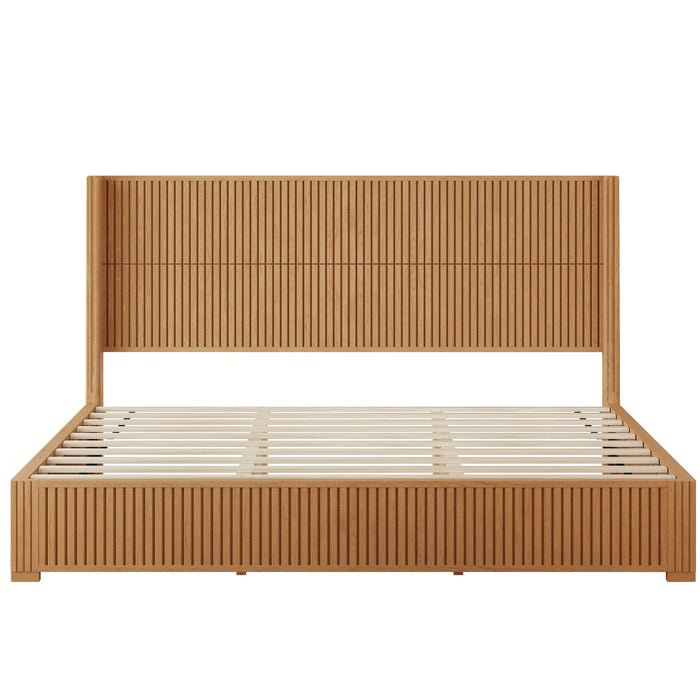 Platform Bed Frame With Headboard, Floor Standing Design