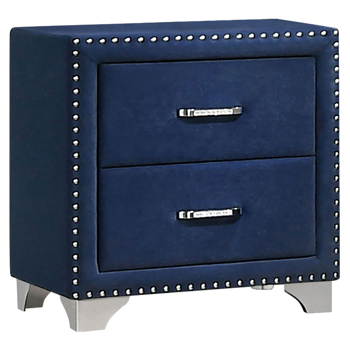 Upholstered 2 Drawer Nightstand With Accents