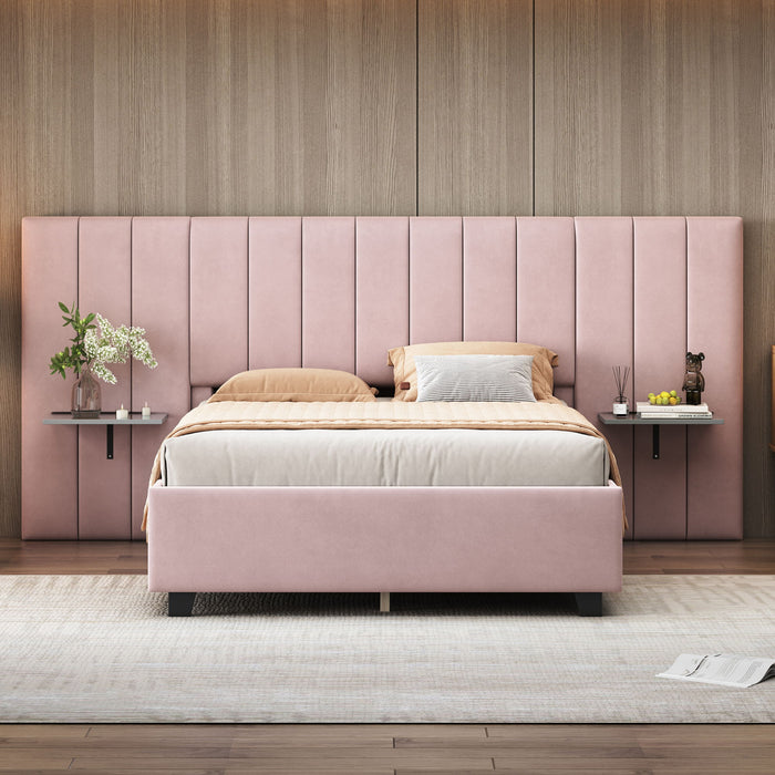 Upholstered Platform Bed With Big Headboard