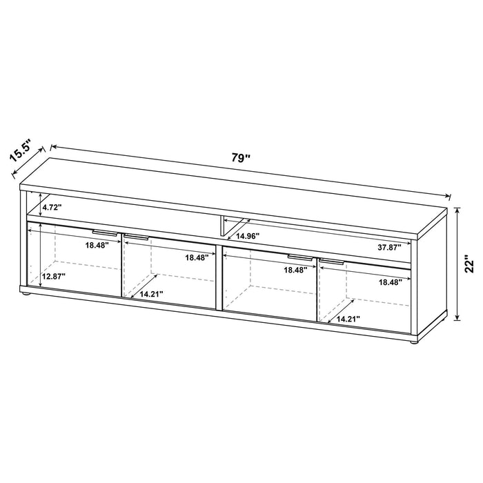Palmer - 4 Door TV Stand With Open Shelves - Mango Color