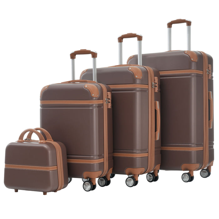 Hardshell Luggage Sets 4 Pieces 20" / 24" / 28" Luggages And Cosmetic Case Spinner Suitcase With Tsa Lock Lightweight