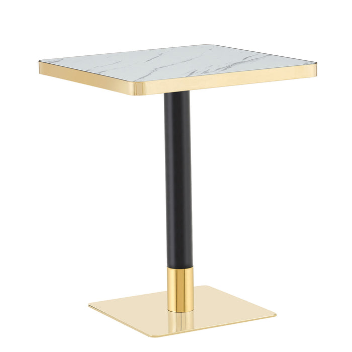 Square Dining Table & Pedestal For Kitchen - Black / Gold / White